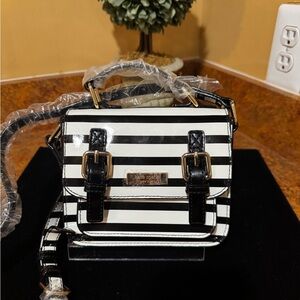 Kate Spade Black and White Striped Scout Crossbody Bag